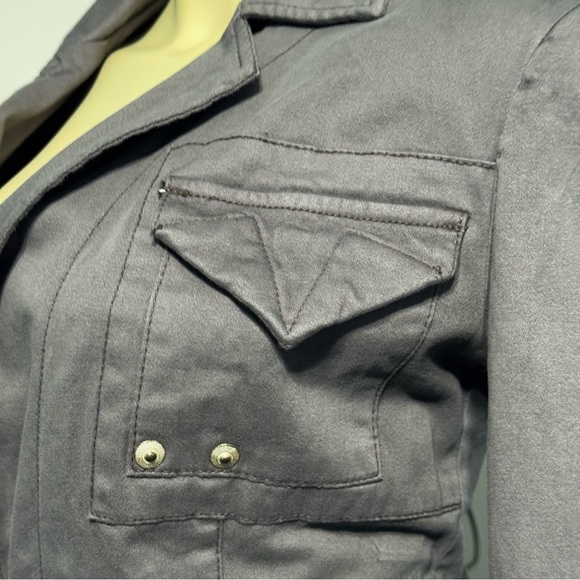 Home Store Mandarin & Mint Women's Gray utility military influence Jacket Medium - Picture 6 of 16